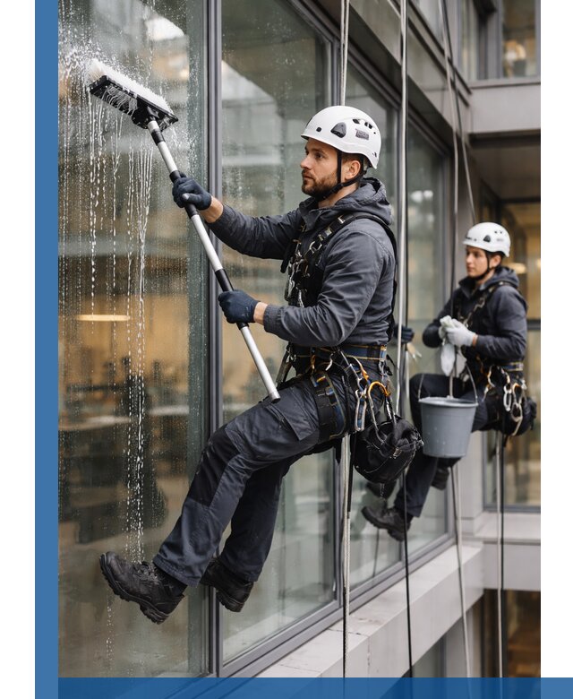 Профессиональная мойка витражей промышленными альпинистами в Партизанске