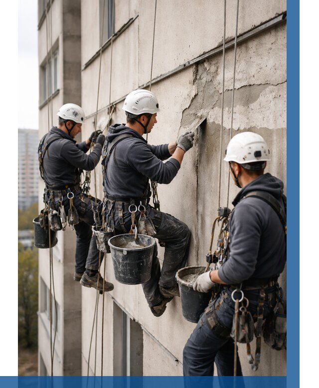 Ремонт бетонных элементов фасада в Партизанске от 2683 р. | ВЫСОТНИК-Прт