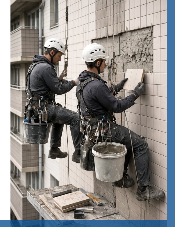 Ремонт облицовки фасада плиткой в Партизанске от 1932 р. | ВЫСОТНИК-Прт