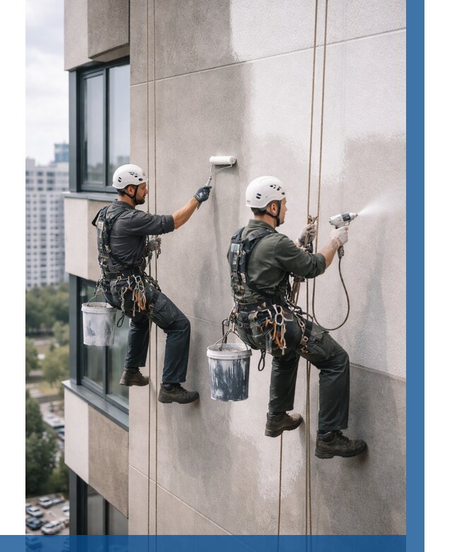 Покраска фасада альпинистами в Партизанске от 322 р. | ВЫСОТНИК-Прт