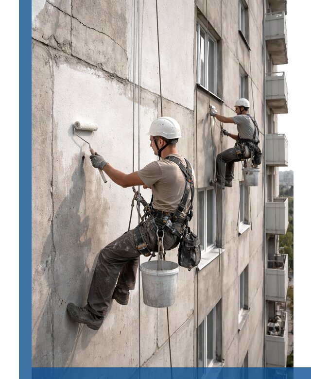 Покраска бетонного фасада в Партизанске для жилых и промышленных объектов