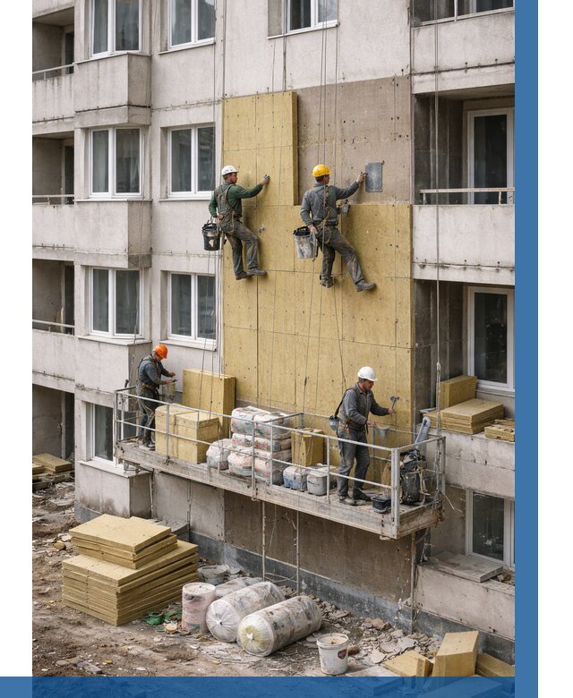 Утепление фасада минватой в Партизанске от 1610 р. | ВЫСОТНИК-Прт