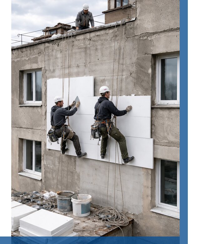 Утепление фасада пенополистиролом в Партизанске от 1932 р. | ВЫСОТНИК-Прт