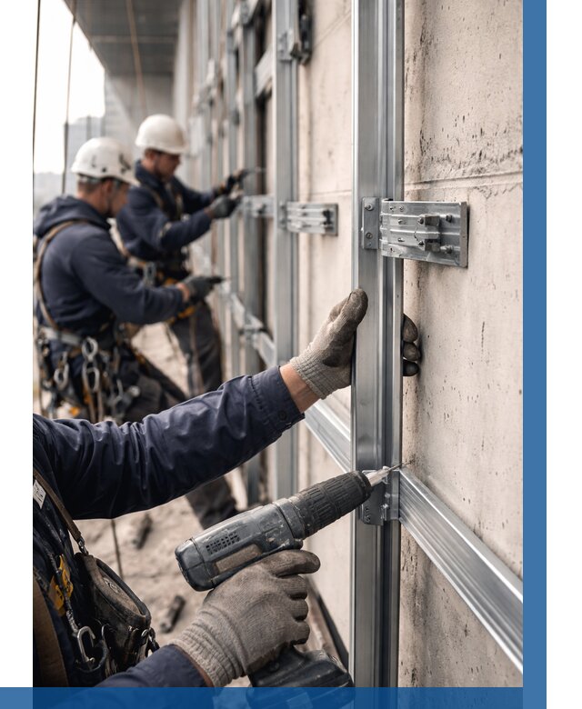 Монтаж подсистемы вентфасада в Партизанске от 912 р. | ВЫСОТНИК-Прт