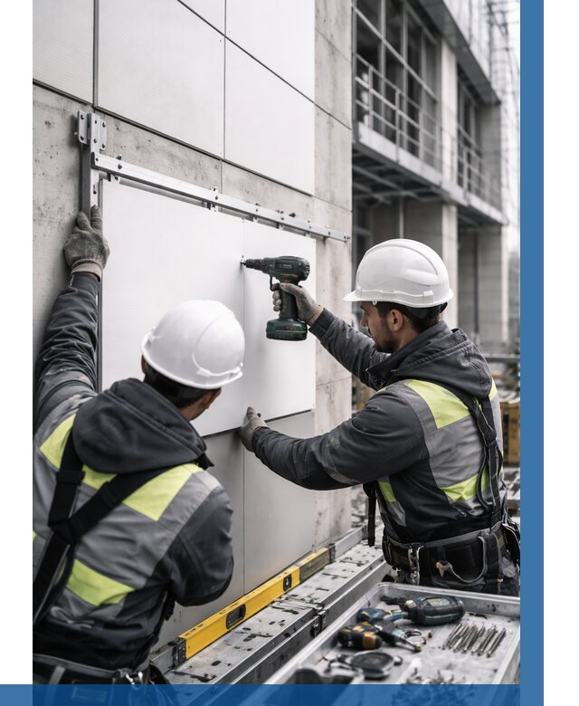 Монтаж композитных панелей фасада в Партизанске от 2683 р. | ВЫСОТНИК-Прт