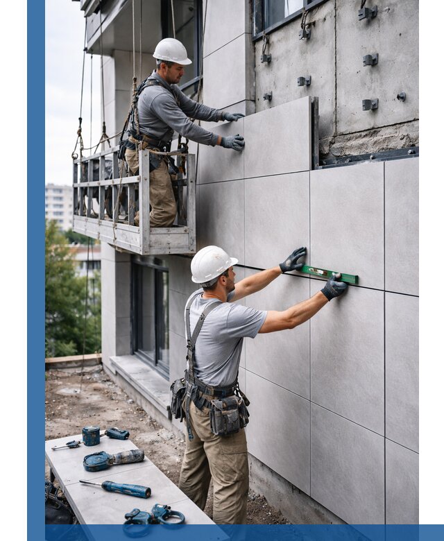 Монтаж керамогранита на фасад в Партизанске под ключ с гарантией качества