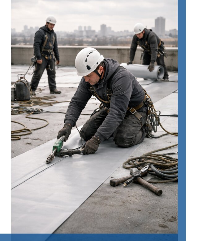 Ремонт мембранной кровли в Партизанске от 1932 р./м2 | ВЫСОТНИК-Прт