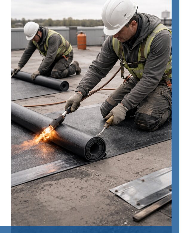 Монтаж наплавляемой кровли в Партизанске от 912 р. — ВЫСОТНИК-Прт