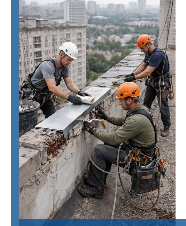 Ремонт парапета на кровле в Партизанске, высотные работы с гарантией