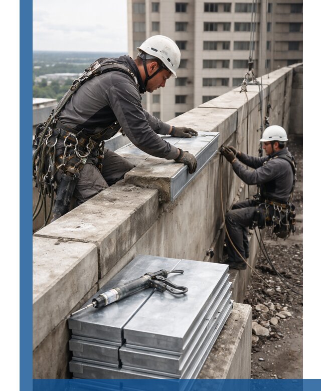 Замена парапетных крышек и установка новых в Партизанске