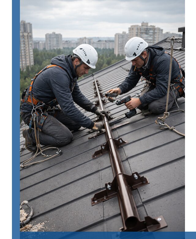 Монтаж снегозадержателей на кровле зданий в Партизанске под ключ