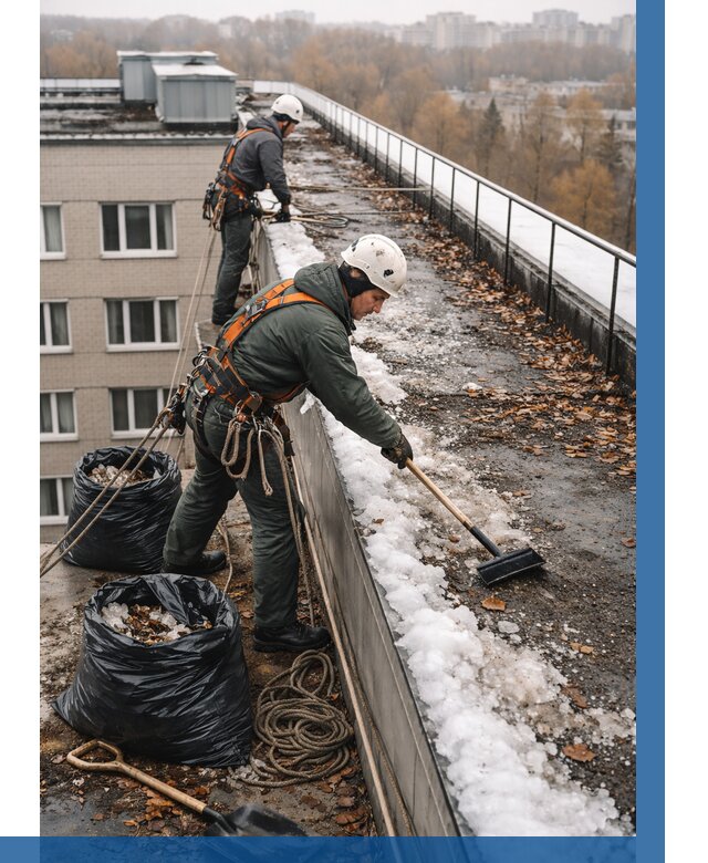 Очистка кровли по периметру в Партизанске от 590 р. | ВЫСОТНИК-Прт