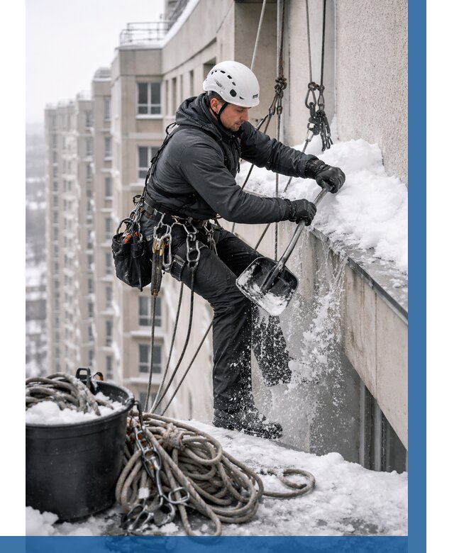 Очистка карнизов от снега в Партизанске от 322 р. | ВЫСОТНИК-Прт