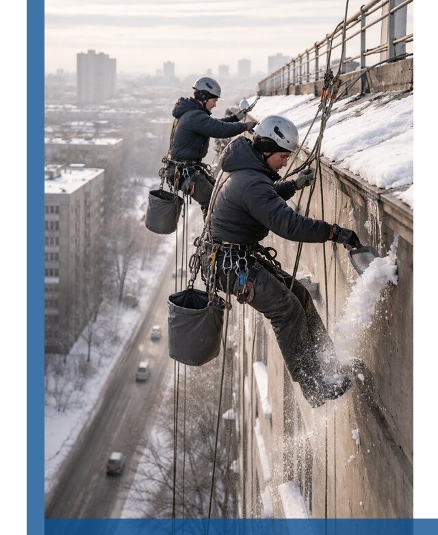 Очистка карнизов от снега в Партизанске профессионально и безопасно