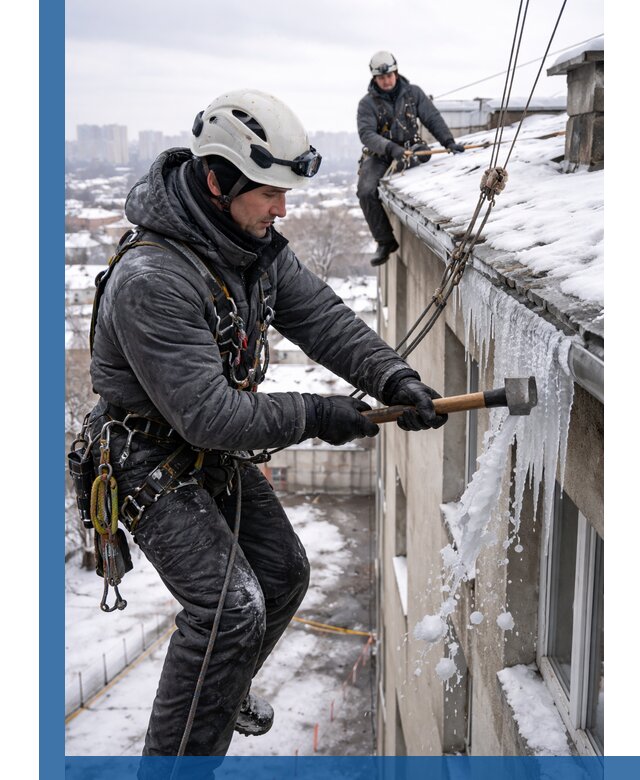 Сбивание и удаление сосулек с крыши в Партизанске безопасно
