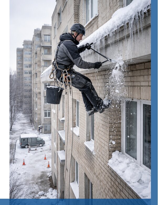 Удаление наледи с карнизов в Партизанске от 376 р. | ВЫСОТНИК-Прт