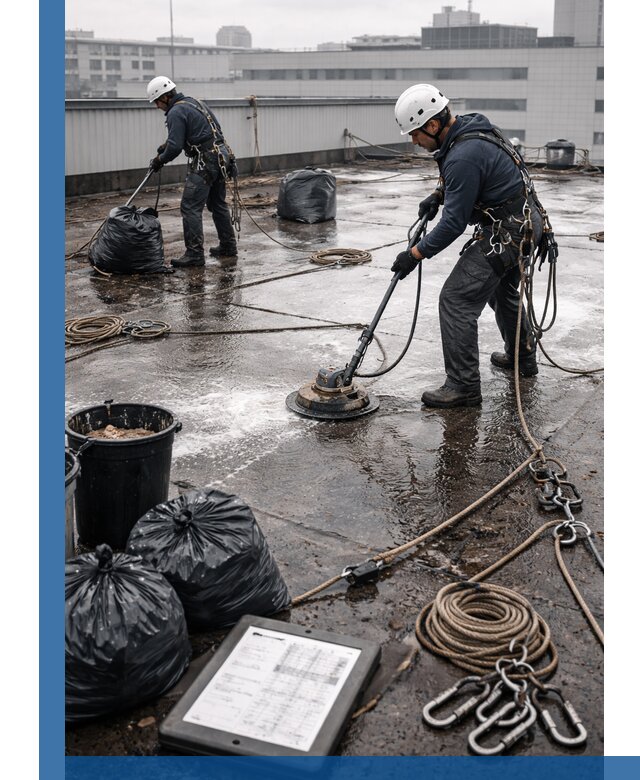 Плановая очистка кровли по графику в Партизанске для безопасности