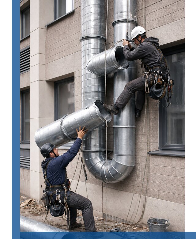 Монтаж фасадных воздуховодов в Партизанске с герметизацией и крепежом