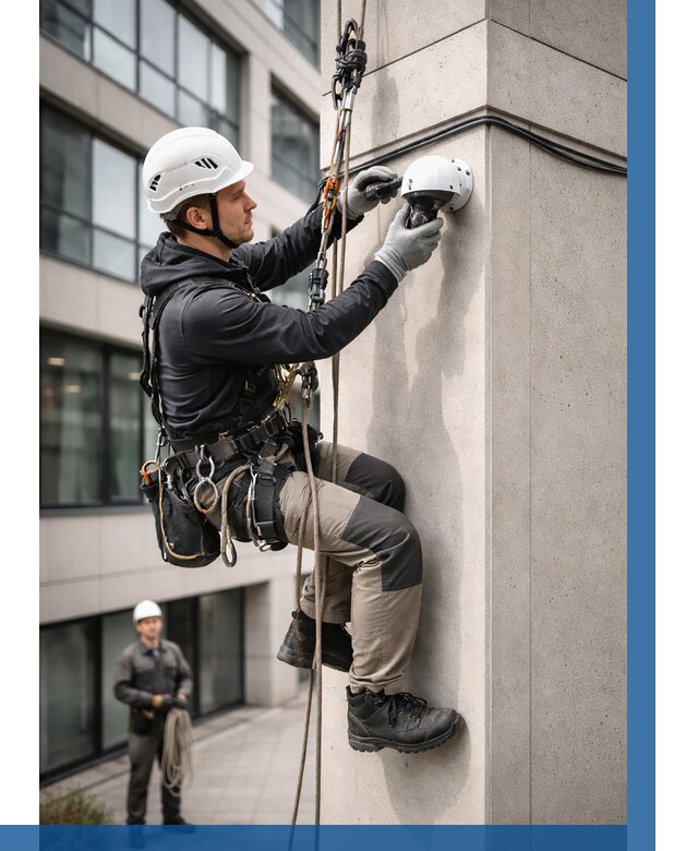 Монтаж камер видеонаблюдения на фасаде в Партизанске от 9123 р.-ВЫСОТНИК-Прт