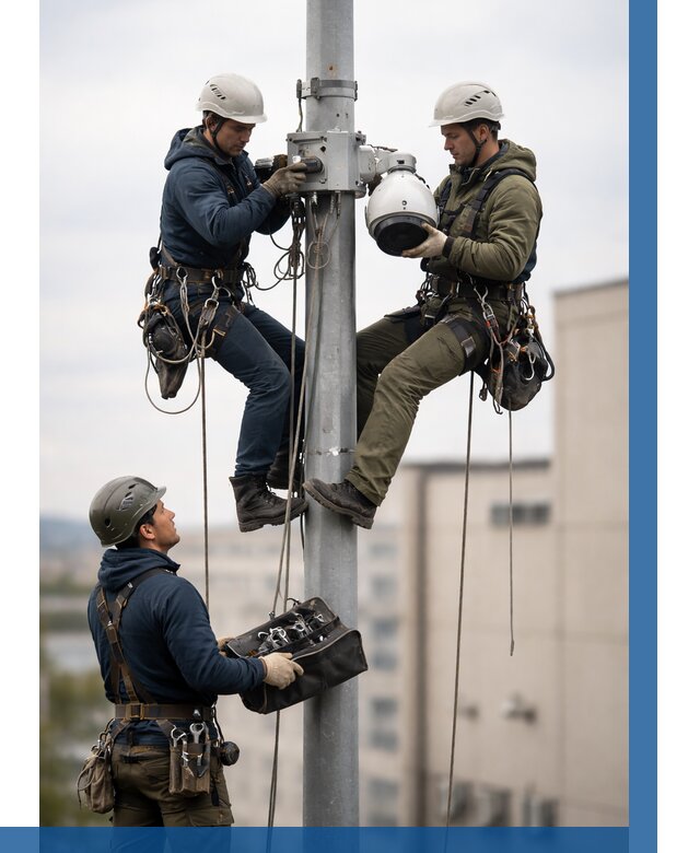 Установка видеокамер на мачте в Партизанске от 9123 р. | ВЫСОТНИК-Прт