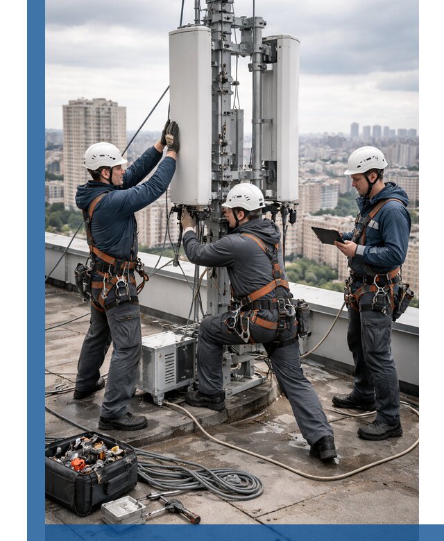 Монтаж антенн связи на крыше в Партизанске с вводом в эксплуатацию