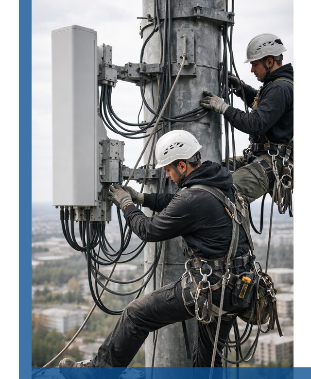 Монтаж оборудования связи на мачте в Партизанске с пусконаладкой