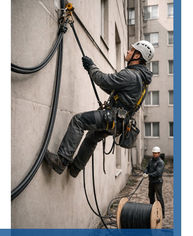 Протяжка кабеля питания на высоте в Партизанске от 483 р. | ВЫСОТНИК-Прт
