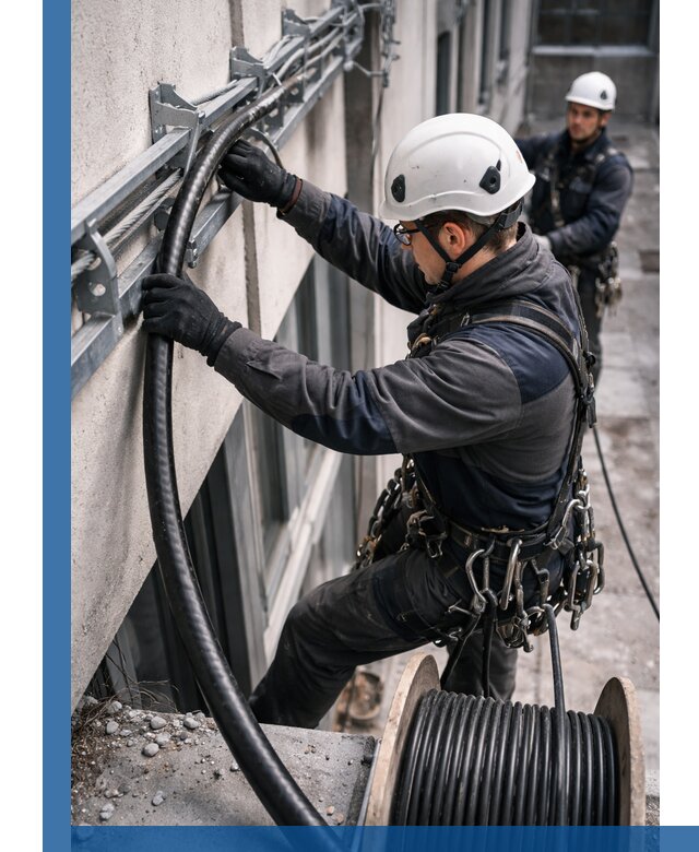 Протяжка кабеля питания на высоте в Партизанске с гарантией безопасности и качества