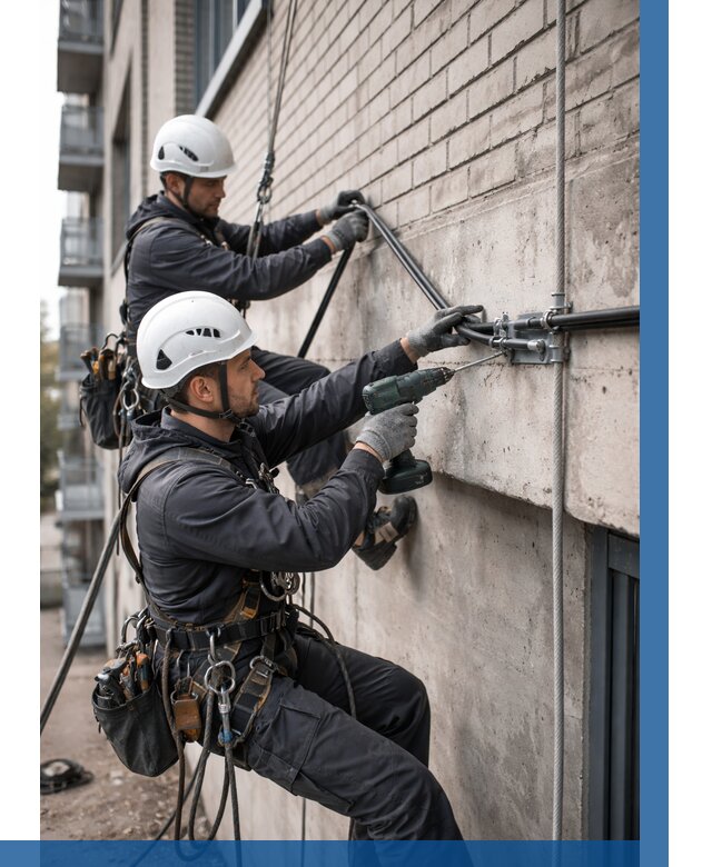 Крепление кабеля на фасаде в Партизанске от 376 р. | ВЫСОТНИК-Прт