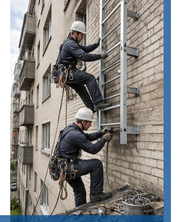 Монтаж пожарной лестницы в Партизанске от 26833 р заказать у ВЫСОТНИК-Прт