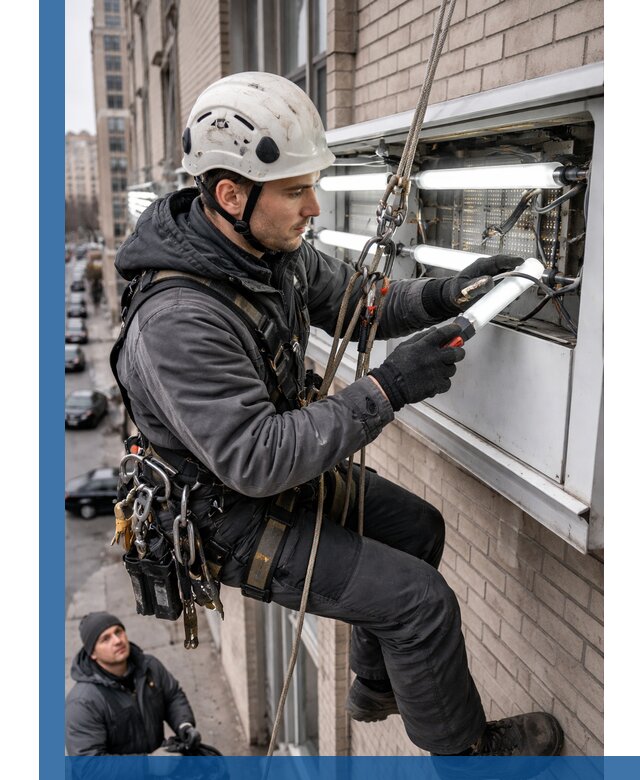 Профессиональная замена ламп в наружной вывеске в Партизанске