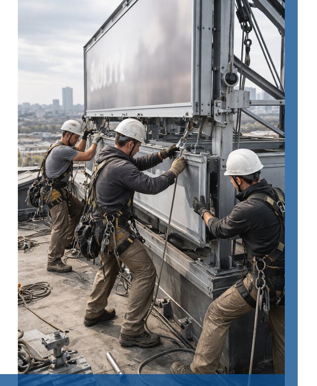 Монтаж крышной рекламной конструкции в Партизанске от 64398 р.|ВЫСОТНИК-Прт