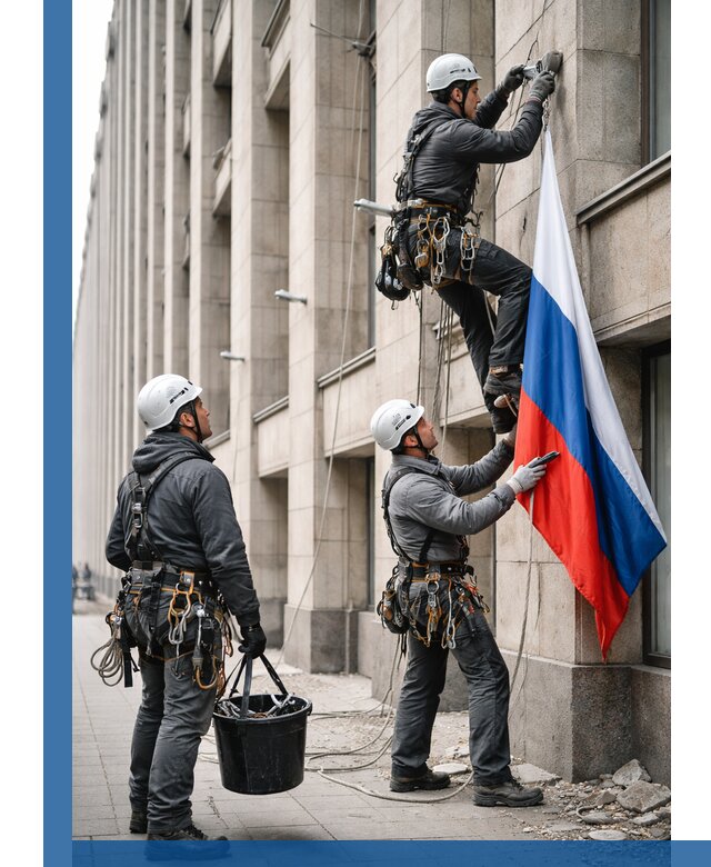 Профессиональная установка флагов на фасаде в Партизанске