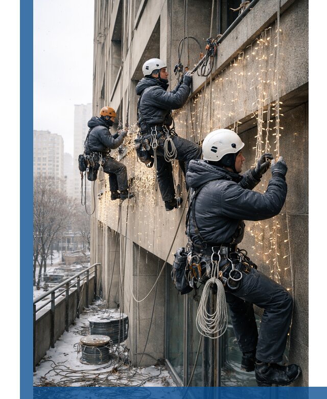 Монтаж новогодней иллюминации и украшение фасадов в Партизанске