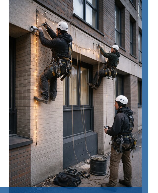 Монтаж гирлянд на фасаде в Партизанске от 3757 р. | ВЫСОТНИК-Прт