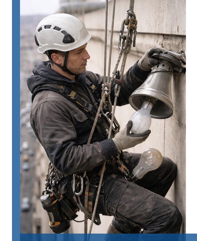 Замена ламп на высоте в Партизанске профессионально и быстро