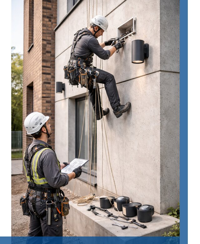 Монтаж фасадного освещения в Партизанске от 2683 р. | ВЫСОТНИК-Прт