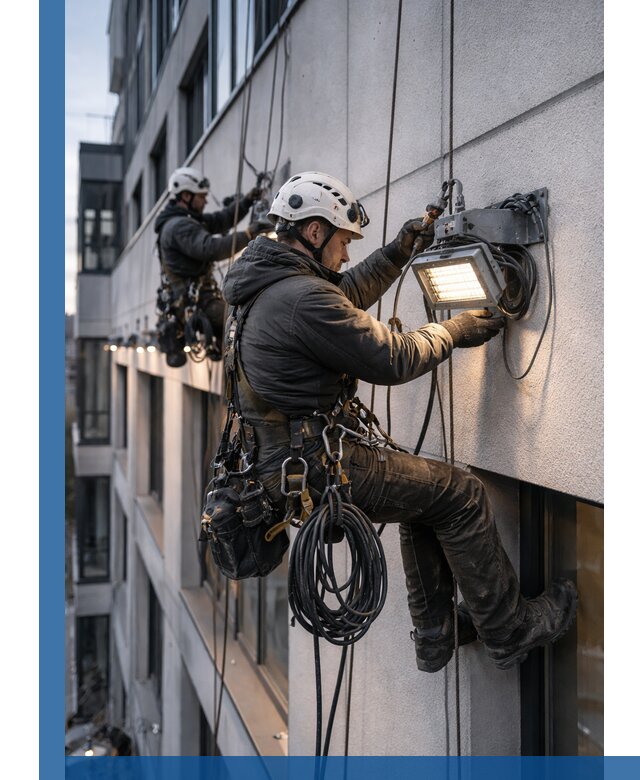 Монтаж фасадного освещения в Партизанске установка и подключение