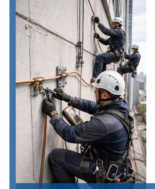 Монтаж системы заземления здания и молниезащиты в Партизанске