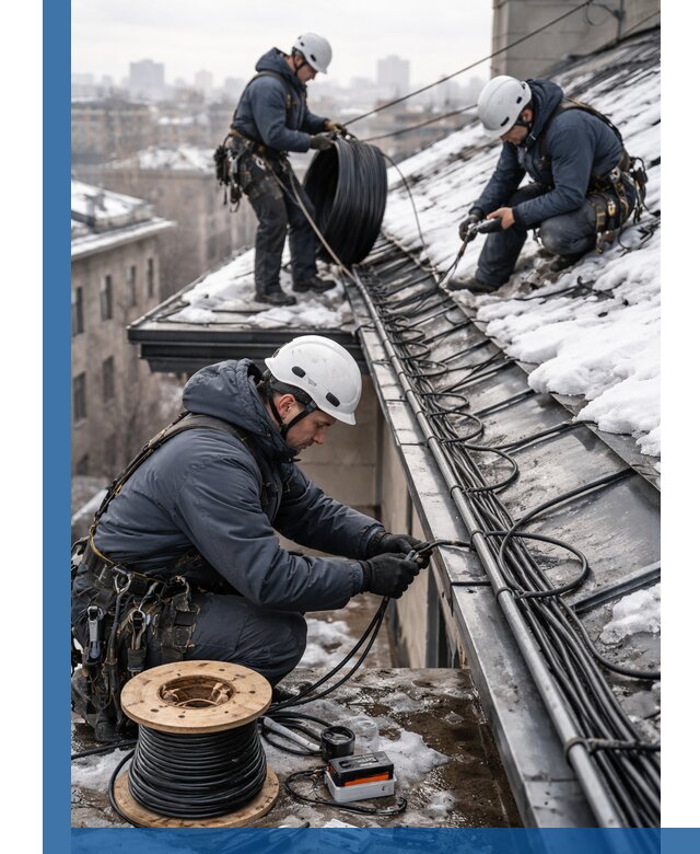 Монтаж греющего кабеля на кровле в Партизанске под ключ