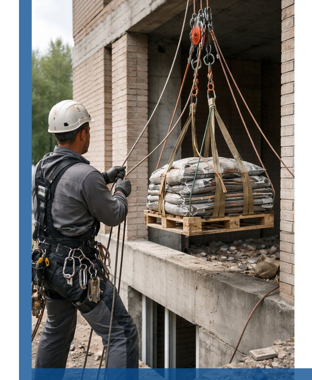 Подъем материалов на этаж веревками в Партизанске оперативно