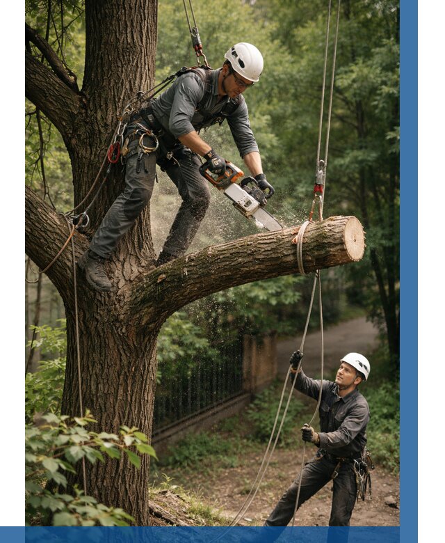 Спил деревьев альпинистами в Партизанске от 8586 р. | ВЫСОТНИК-Прт